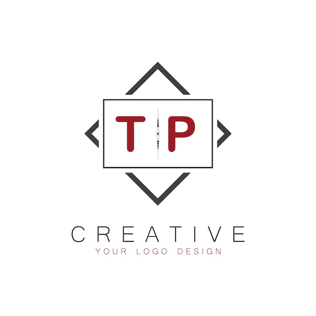 Logotipo inicial de monograma TP con diseño creativo de estilo cuadrado