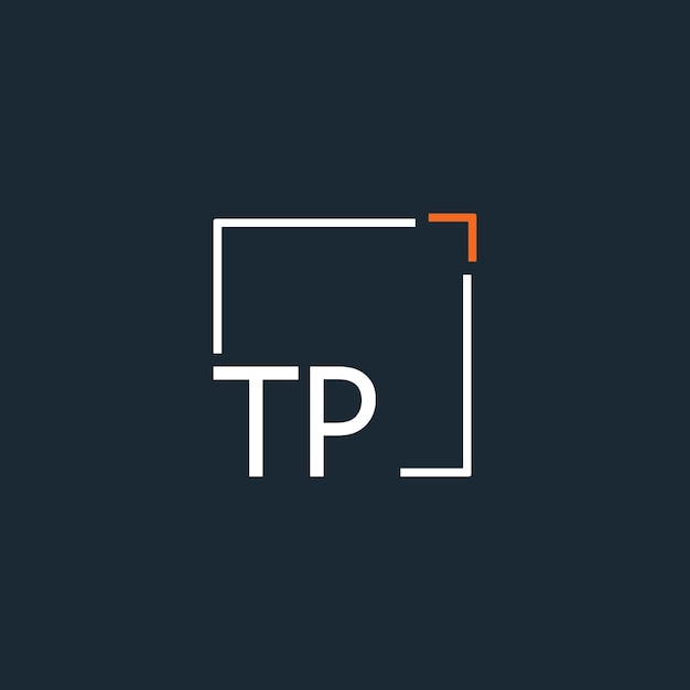 Logotipo inicial de monograma TP con diseño de estilo cuadrado