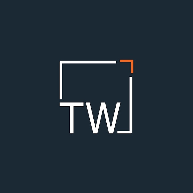 Logotipo inicial de monograma TW con diseño de estilo cuadrado