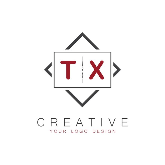 Logotipo inicial de monograma TX con diseño creativo de estilo cuadrado