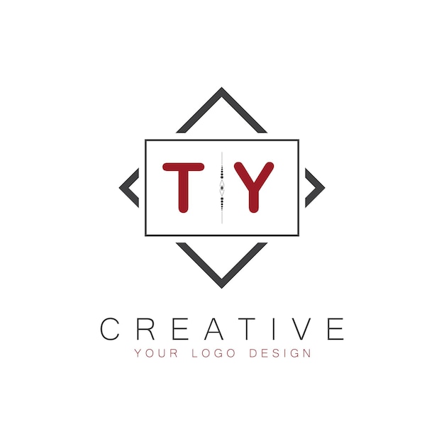 Logotipo inicial de monograma TY con diseño creativo de estilo cuadrado