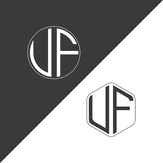 Logotipo inicial del monograma UF con forma de círculo y polígono diseño creativo del logotipo
