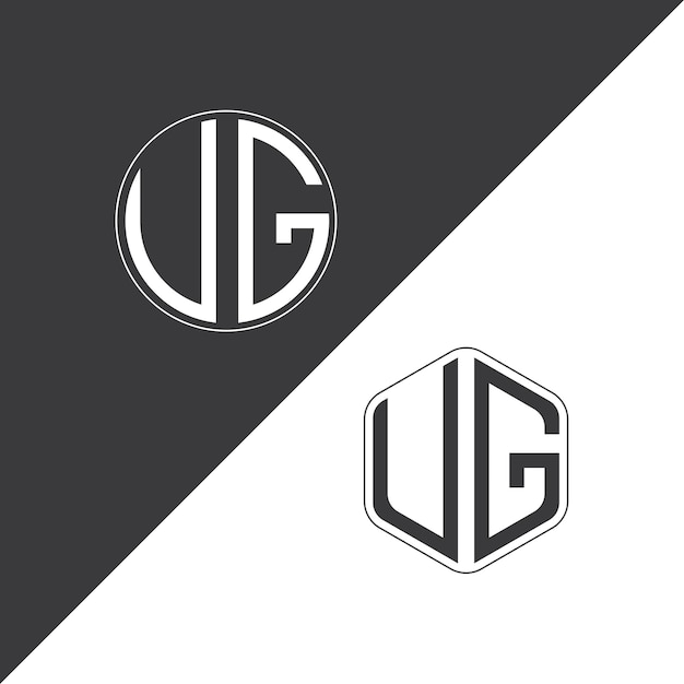 Logotipo inicial del monograma UG con forma de círculo y polígono diseño creativo del logotipo