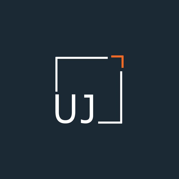 Vector logotipo inicial de monograma uj con diseño de estilo cuadrado