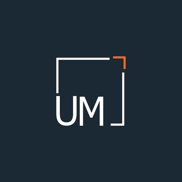 Logotipo inicial de monograma UM con diseño de estilo cuadrado