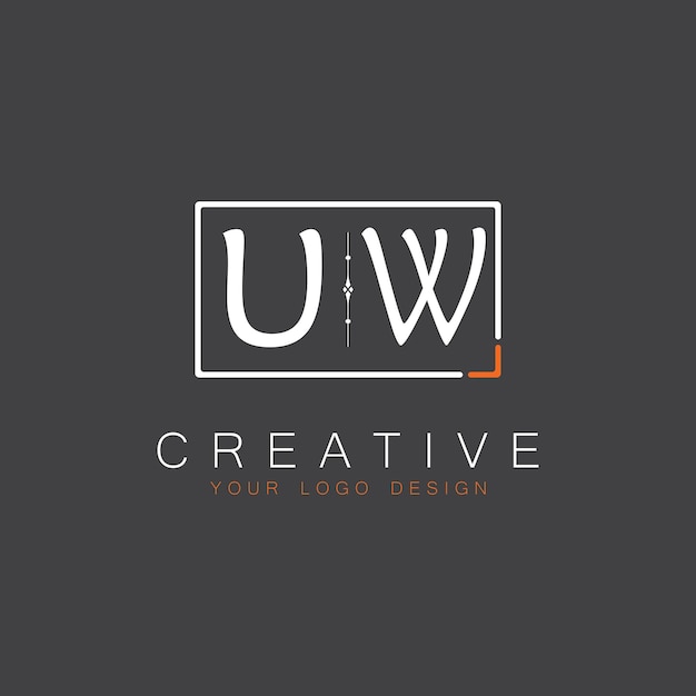 Logotipo inicial de monograma de UW para Creative con diseño de estilo cuadrado