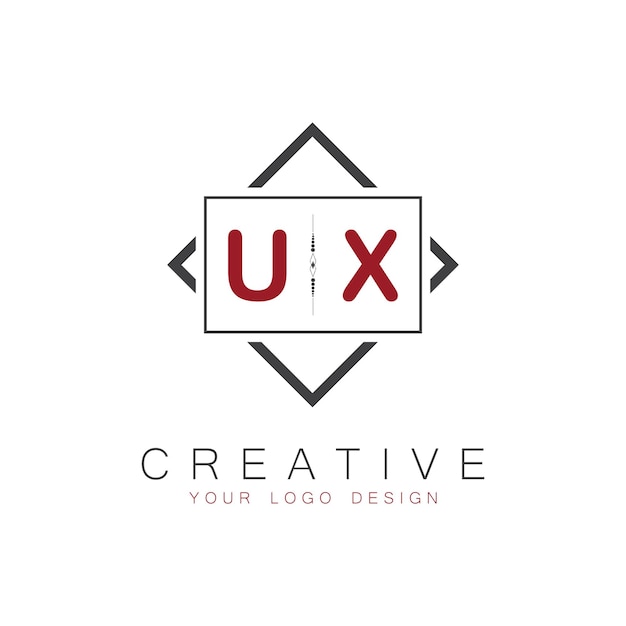 Logotipo inicial de monograma UX con diseño creativo de estilo cuadrado