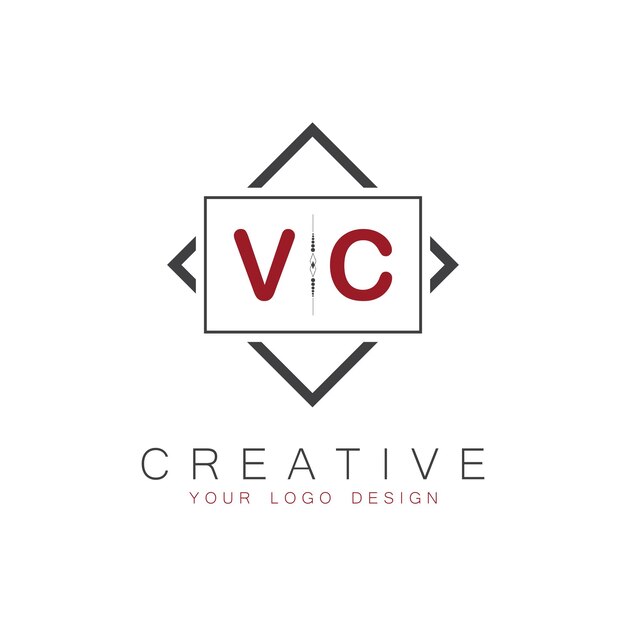 Logotipo inicial de monograma VC con diseño creativo de estilo cuadrado