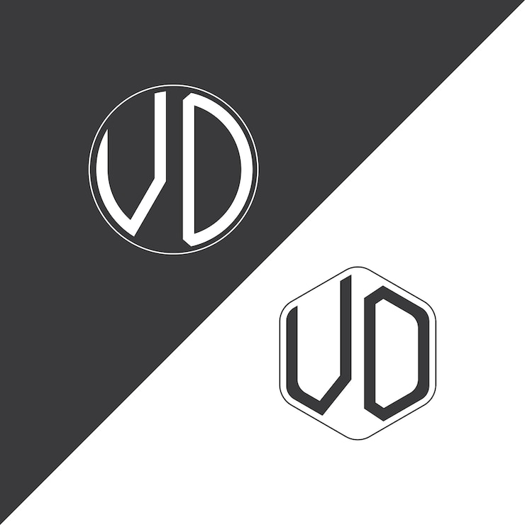 Vector logotipo inicial de monograma de vd con diseño creativo de logotipo en forma de círculo y polígono