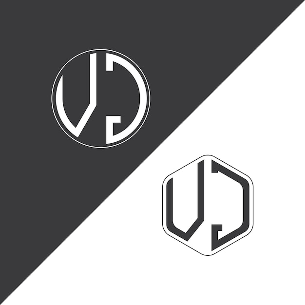 Logotipo inicial de monograma de VJ con diseño creativo de logotipo en forma de círculo y polígono