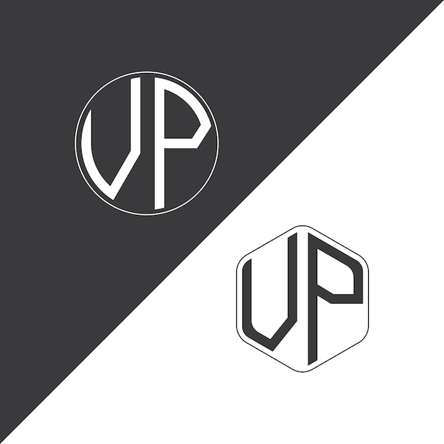 Logotipo inicial del monograma de VP con forma de círculo y polígono diseño creativo del logotipo