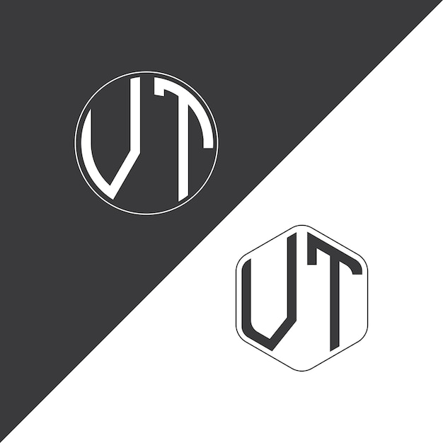 Logotipo inicial de monograma de VT con diseño creativo de logotipo en forma de círculo y polígono