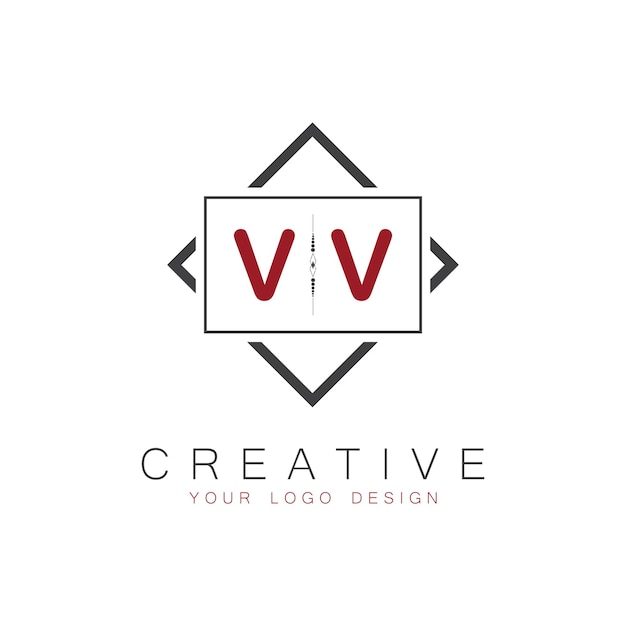 Logotipo inicial de monograma VV con diseño creativo de estilo cuadrado