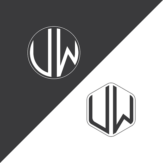 Logotipo inicial de monograma de VW con diseño creativo de logotipo en forma de círculo y polígono