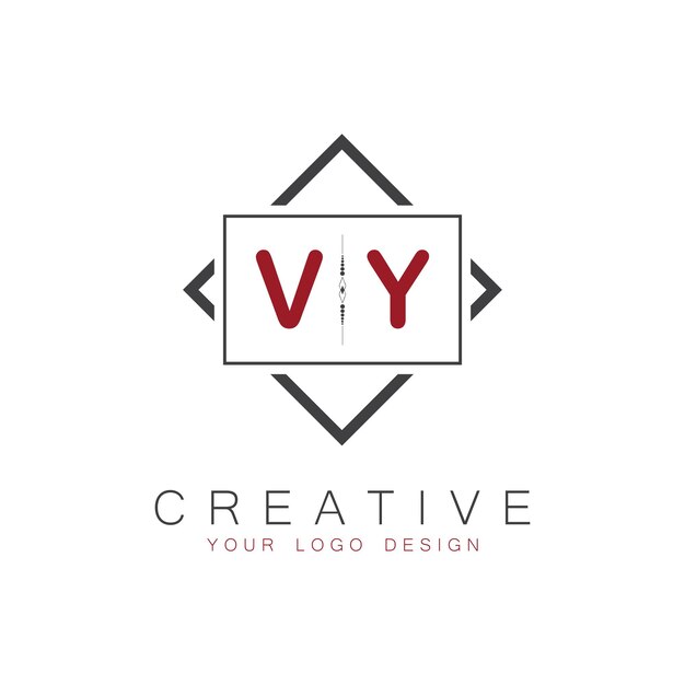 Logotipo inicial de monograma VY con diseño creativo de estilo cuadrado