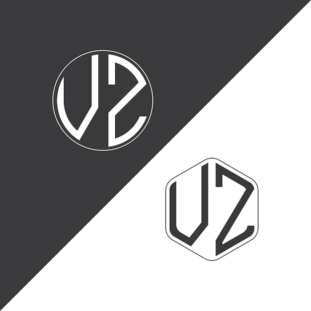 Logotipo inicial de monograma VZ con diseño creativo de logotipo en forma de círculo y polígono