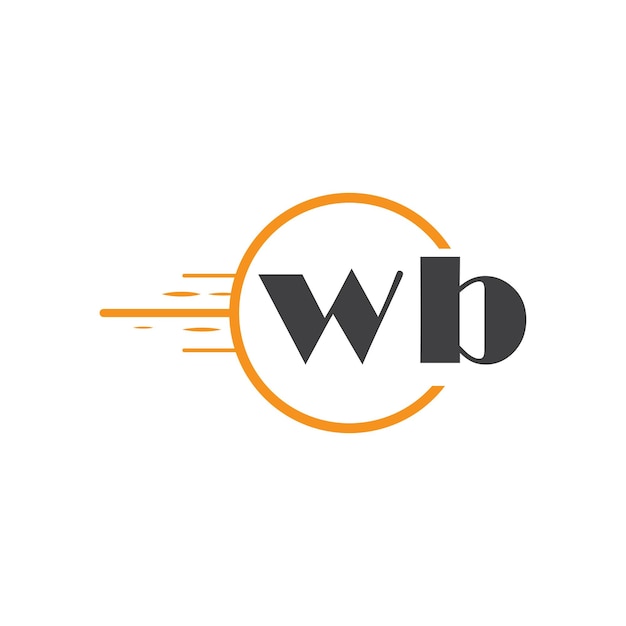 Logotipo inicial de monograma wb con diseño de estilo círculo