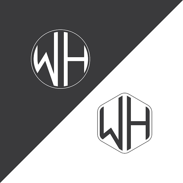Logotipo inicial del monograma WH con forma de círculo y polígono diseño creativo del logotipo