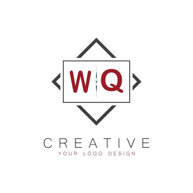 Logotipo inicial de monograma de WQ con diseño creativo de estilo cuadrado