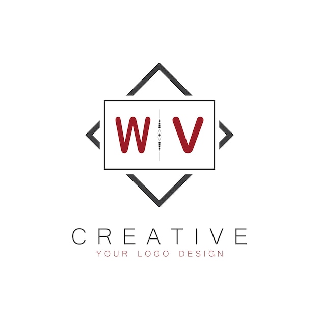 Logotipo inicial de monograma WV con diseño creativo de estilo cuadrado