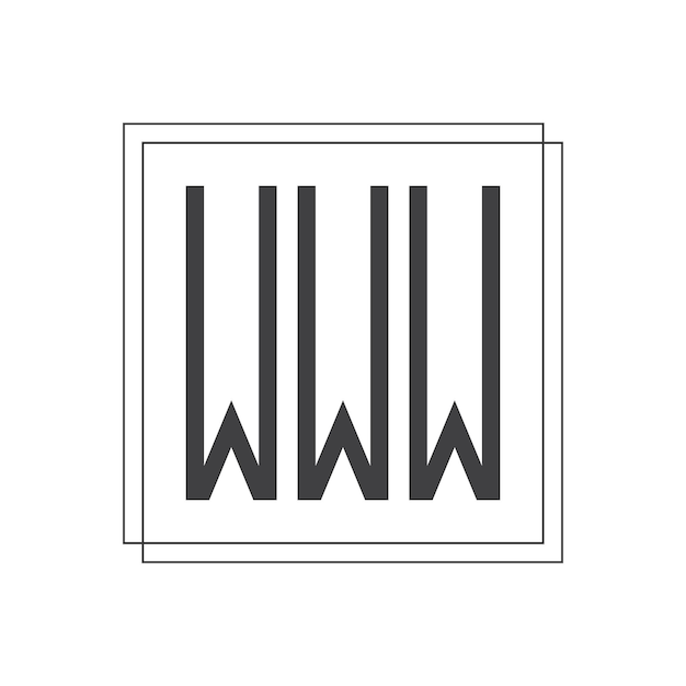 Logotipo inicial de monograma de WWW con diseño de estilo cuadrado