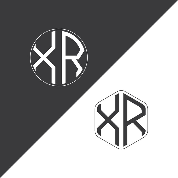 Logotipo inicial de monograma XR con diseño creativo de logotipo en forma de círculo y polígono