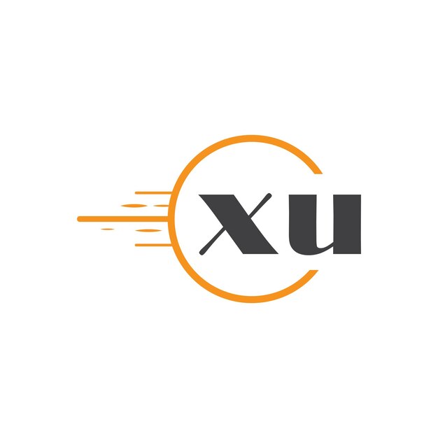 Logotipo inicial de monograma xu con diseño de estilo círculo