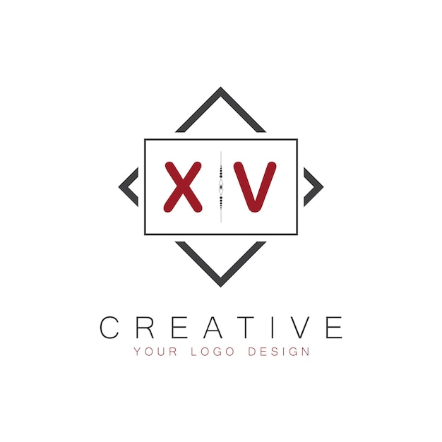 Logotipo inicial del monograma XV con diseño creativo de estilo cuadrado