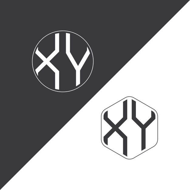 Logotipo inicial de monograma XY con diseño creativo de logotipo en forma de círculo y polígono