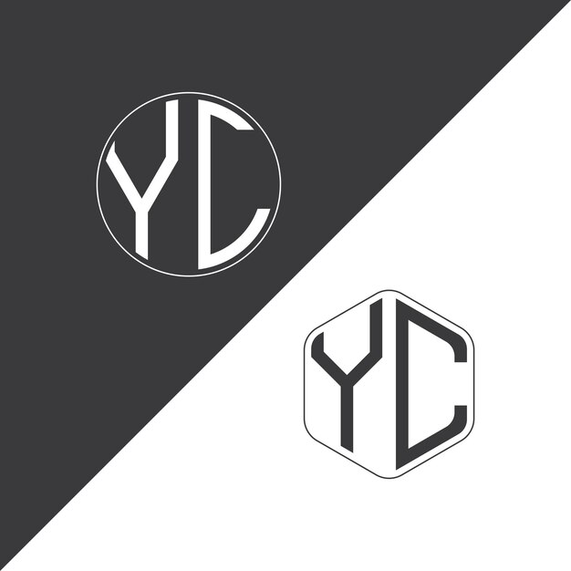 Logotipo inicial de monograma YC con diseño creativo de logotipo en forma de círculo y polígono