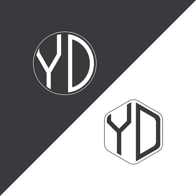 Logotipo inicial de monograma de YD con diseño creativo de logotipo en forma de círculo y polígono