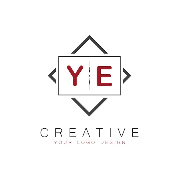 El logotipo inicial del monograma YE con un diseño creativo de estilo cuadrado