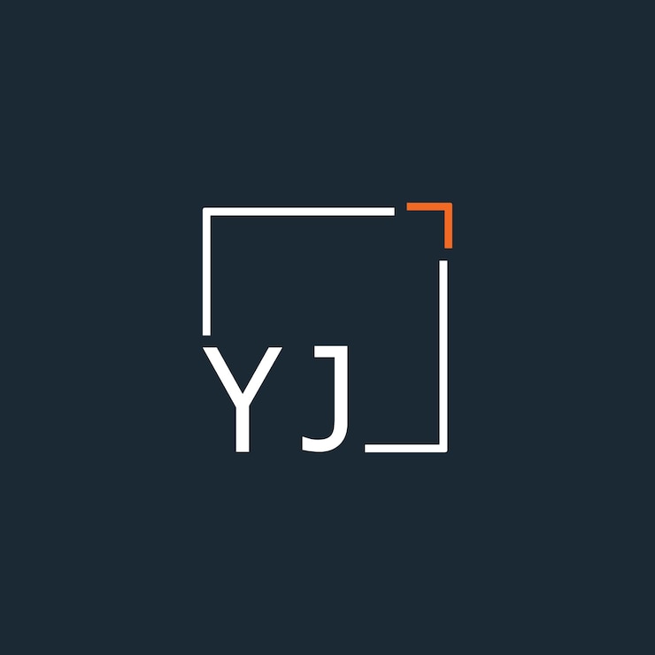 Vector logotipo inicial de monograma yj con diseño de estilo cuadrado