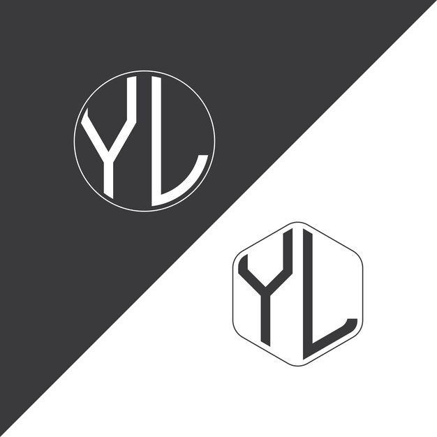 Logotipo inicial de monograma YL con diseño creativo de logotipo en forma de círculo y polígono