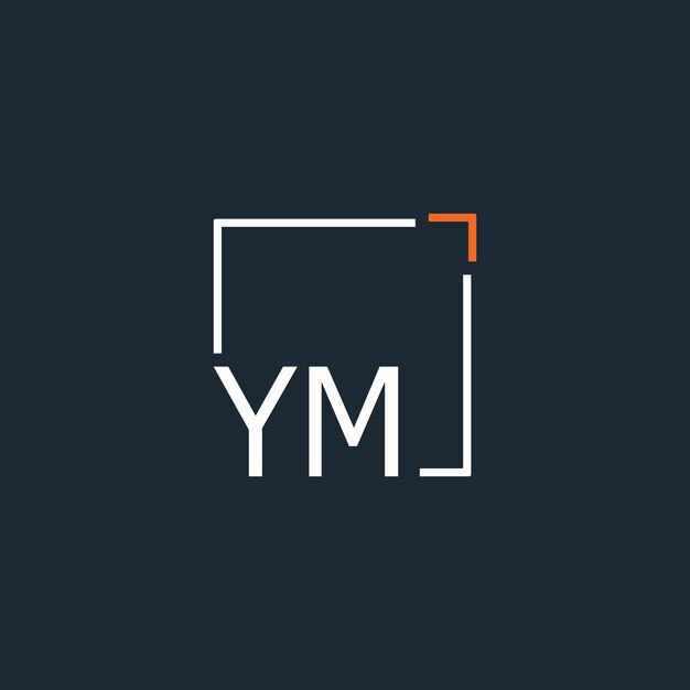 Logotipo inicial de monograma YM con diseño de estilo cuadrado