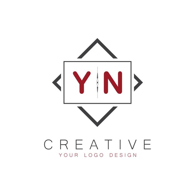 Logotipo inicial de monograma YN con diseño creativo de estilo cuadrado
