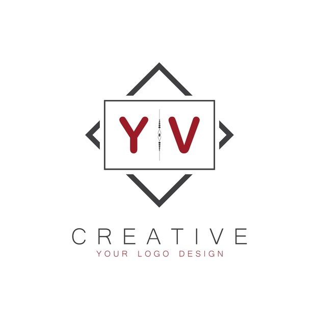 Logotipo inicial de monograma YV con diseño creativo de estilo cuadrado