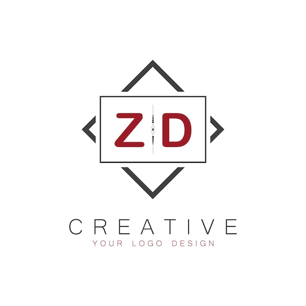 Logotipo inicial de monograma ZD con diseño creativo de estilo cuadrado