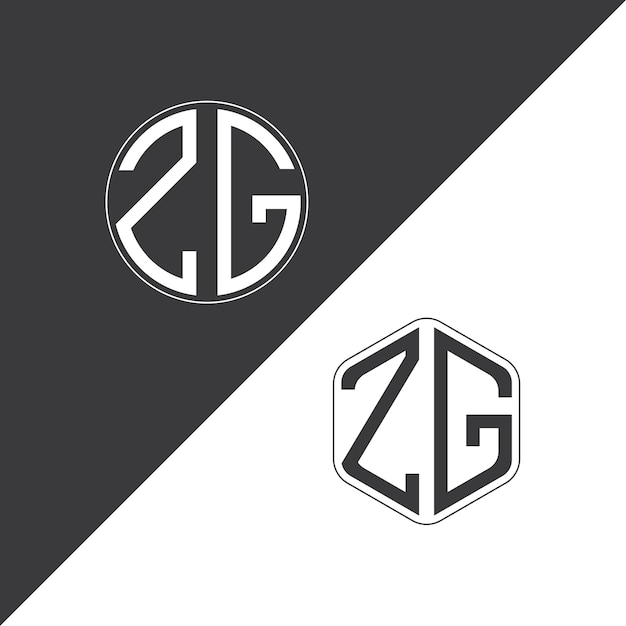 Logotipo inicial de monograma de ZG Con diseño creativo de logotipo en forma de círculo y polígono