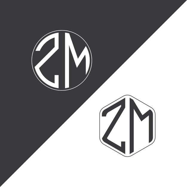 Logotipo inicial de monograma de ZM Con diseño creativo de logotipo en forma de círculo y polígono