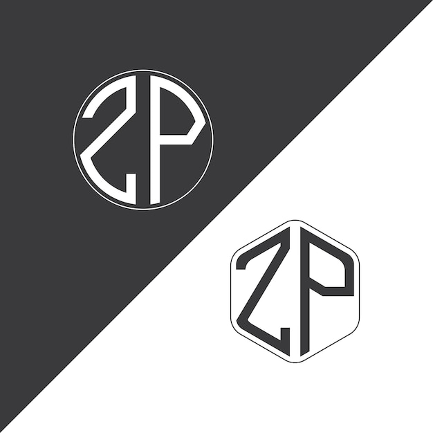Logotipo inicial de monograma de ZP Con diseño creativo de logotipo en forma de círculo y polígono