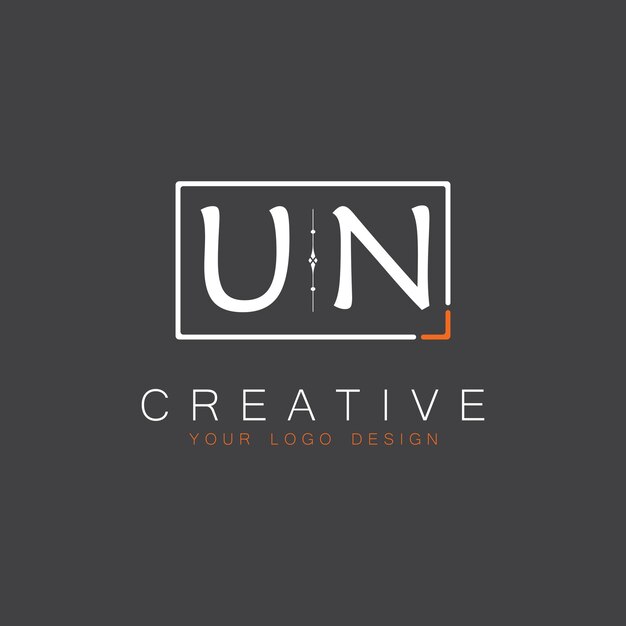 Logotipo inicial de la ONU con monograma para Creative con diseño de estilo cuadrado