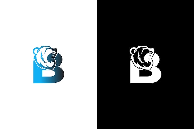 Logotipo inicial del oso B Letra abstracta del oso B con diseño de logotipo único y moderno Plantilla de icono de logotipo
