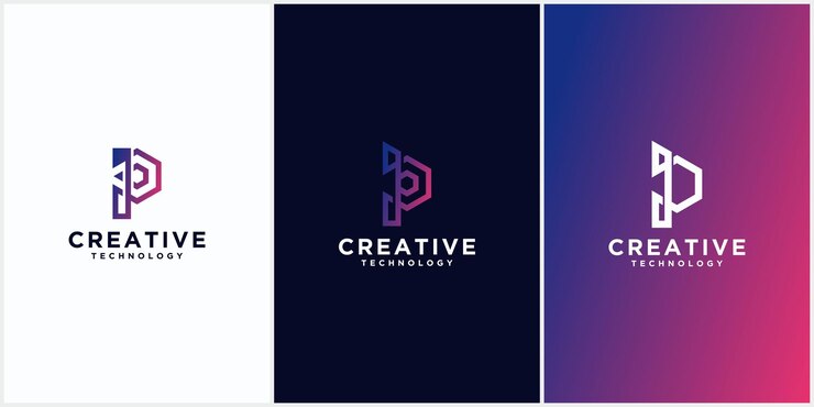 Vector logotipo inicial p monograma espacio negativo letras creativas y minimalistas, p diseño de icono editable de logotipo en formato