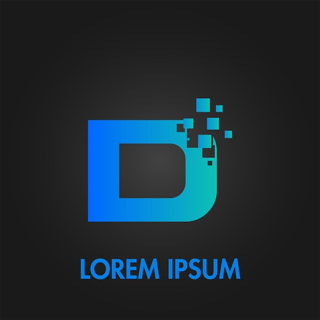 Logotipo inicial pixelado de letra D