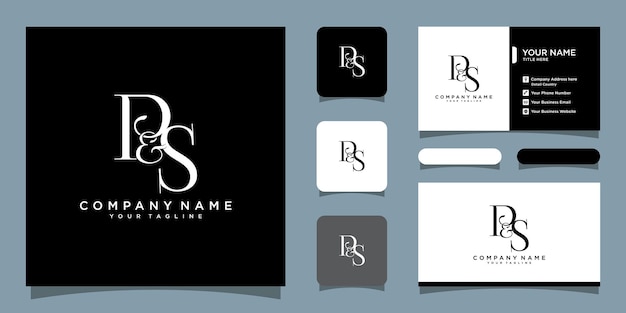 Logotipo inicial de PS. Logotipo de monograma ampersand con diseño de tarjeta de visita Vector Premium
