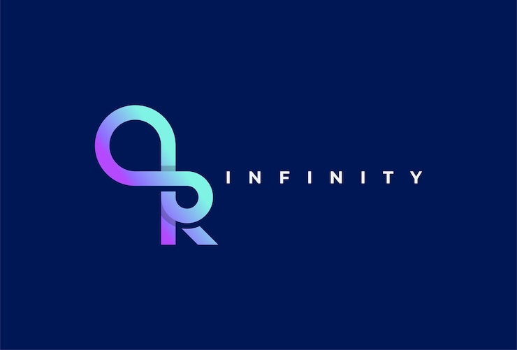 Vector logotipo inicial de r infinity adecuado para el diseño de logotipos de tecnología, marca y empresa