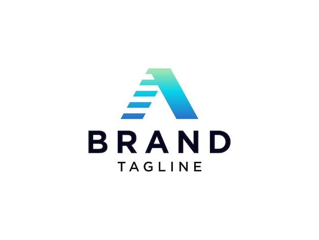 Logotipo Inicial Simple De La Letra A. Estilo lineal de forma geométrica azul aislado sobre fondo blanco.