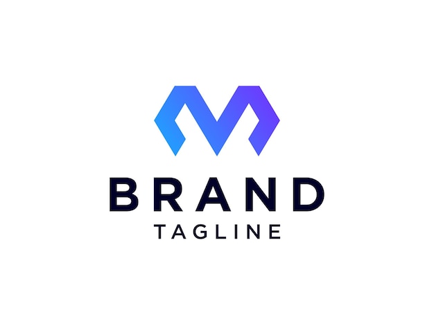 Logotipo inicial simple de la letra M. Formas geométricas azules aisladas sobre fondo blanco.