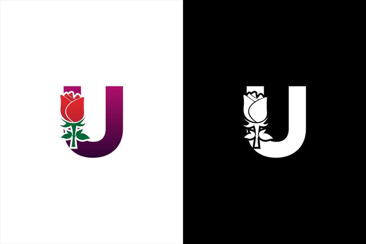 Logotipo inicial de U Rose Letra U con rosa para el logotipo de belleza y moda Logotipo de Beauty Rose